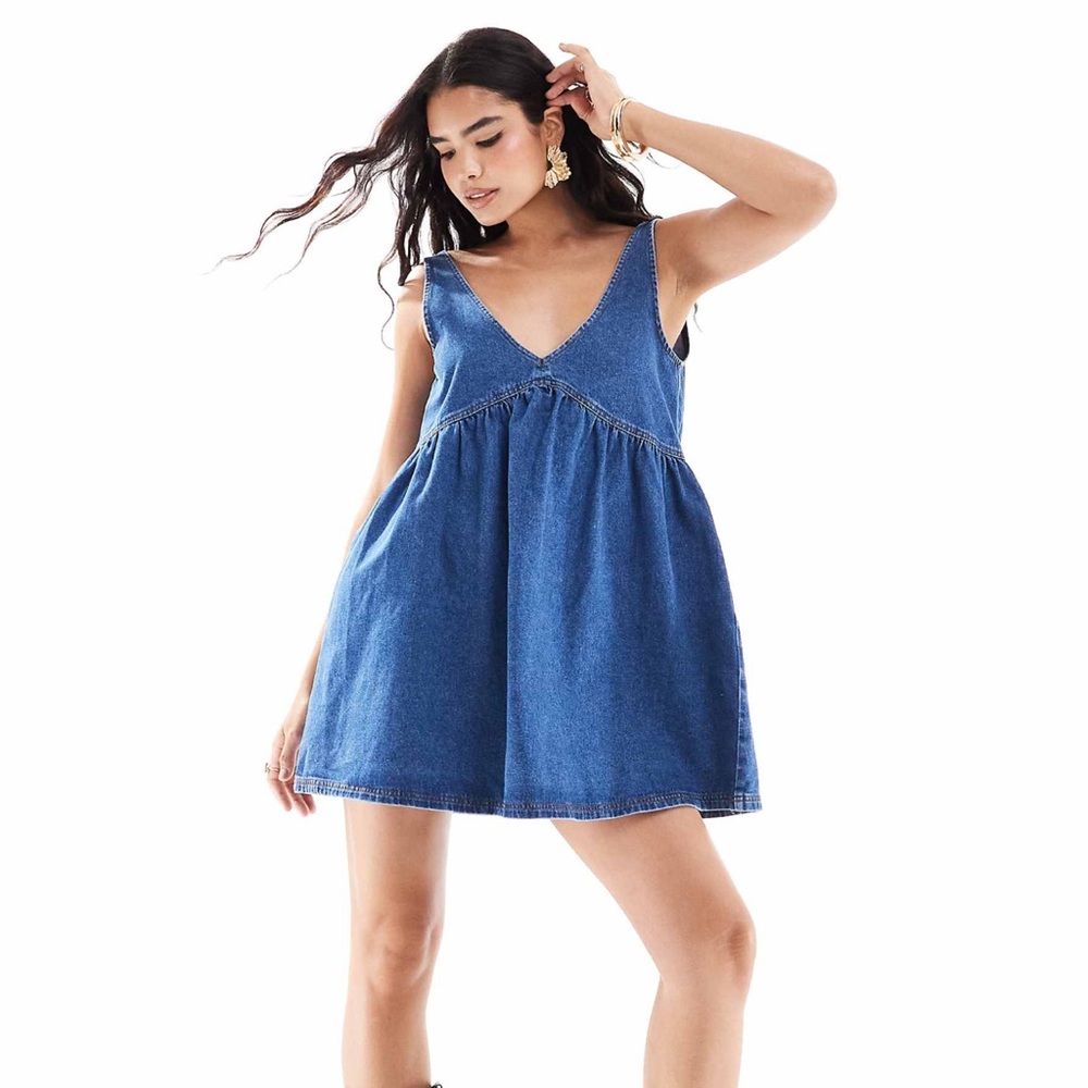 ASOS denim trapeze mini dress